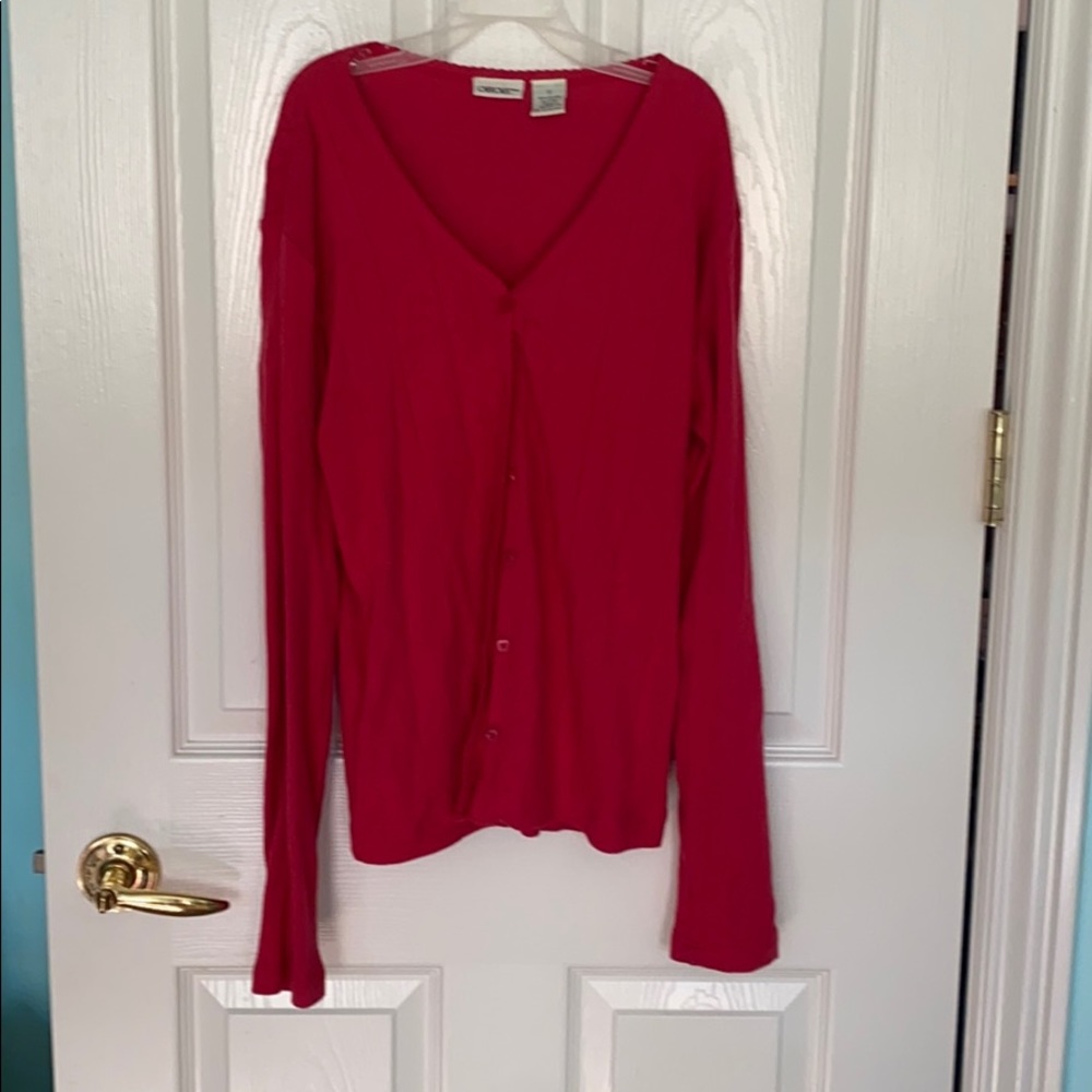 Red cardigan